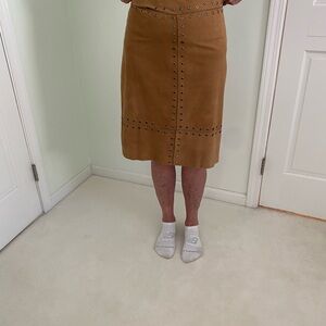 Elegant Tan Skirt with Studded Details